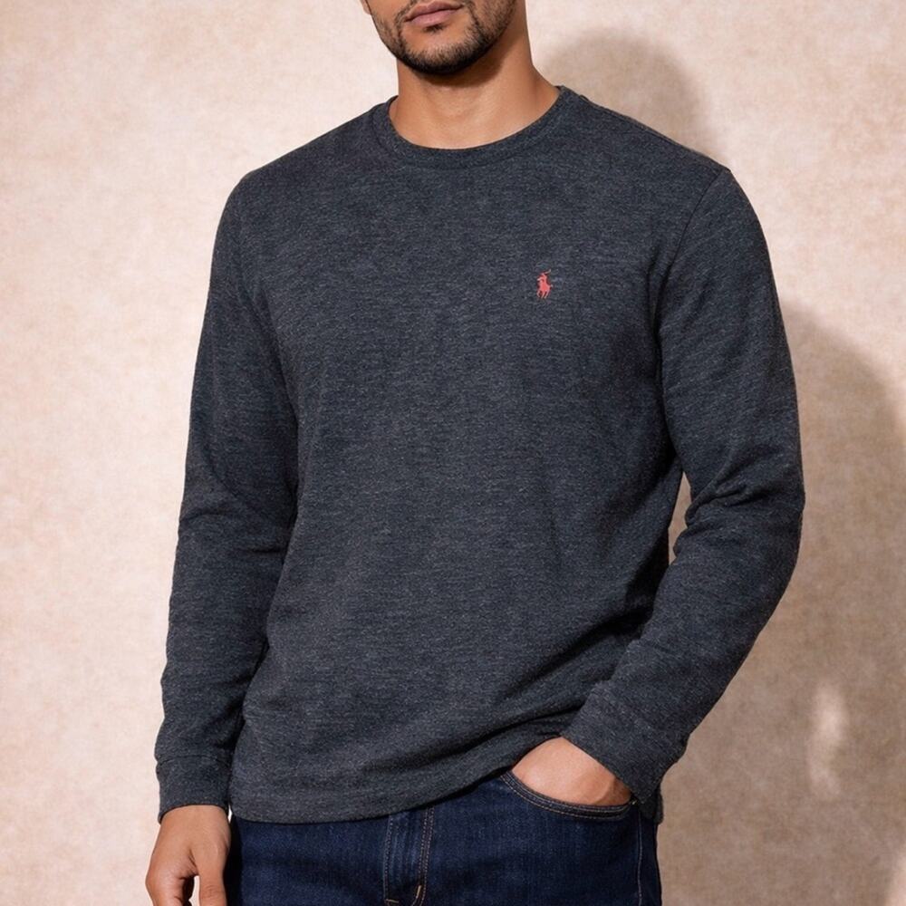 Polo Ralph Lauren Men’s Long Sleeve Tee Charcoal Gray | Custom Fit | Medium
